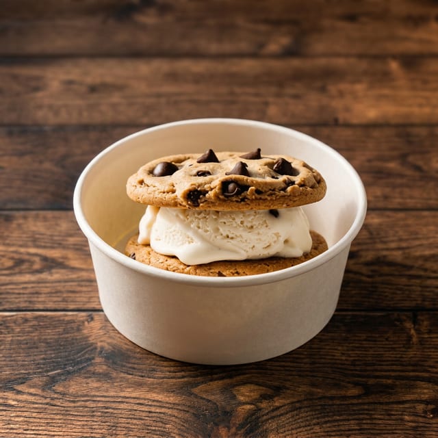 Choc. Chip Cookie Ice Cream Sandwich.